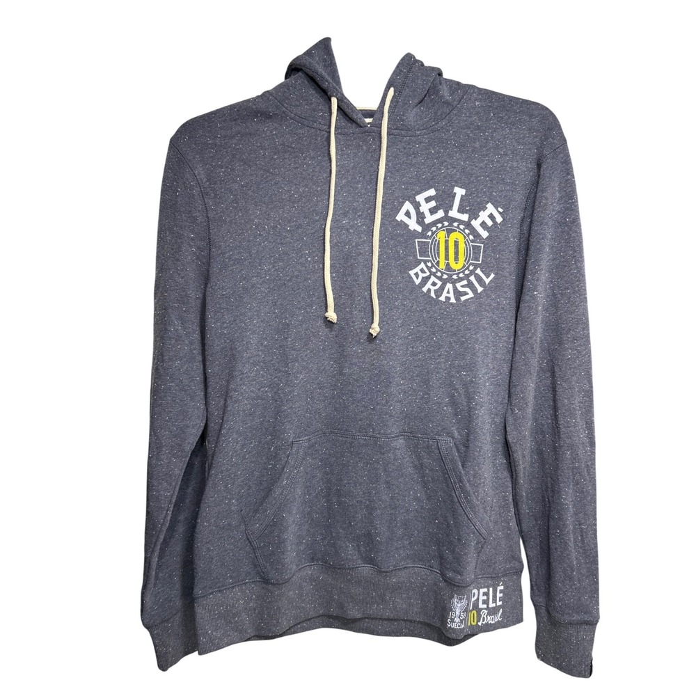 Roots of Fight Pele Brasil 1958 World Cup Soccer Hoodie Charcoal Grey Mens M
